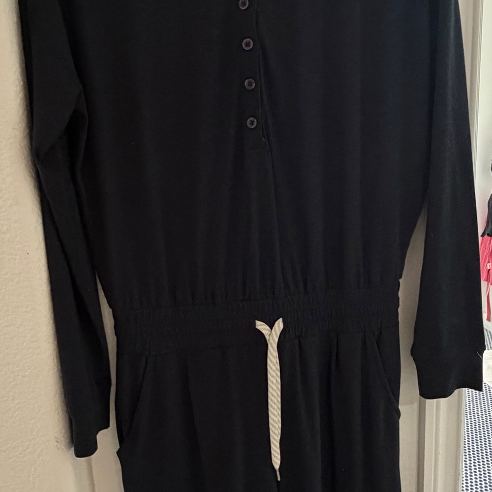 Vuori Navy Long-Sleeve Button Jumpsuit